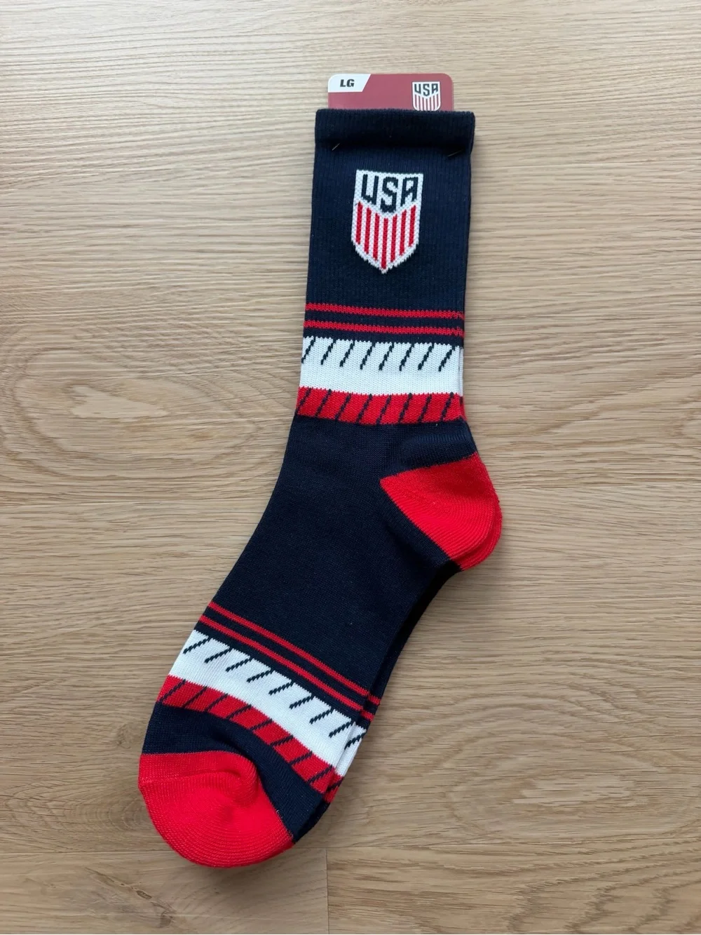 Official USA Soccer Crew Socks LG Men’s 10–13 NWT Red White Blue USSF